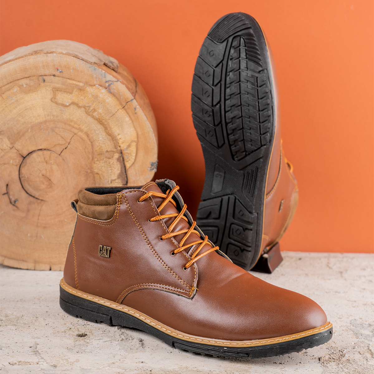 کفش تخت ساقدار cat عسلی مردانه مدلRivari